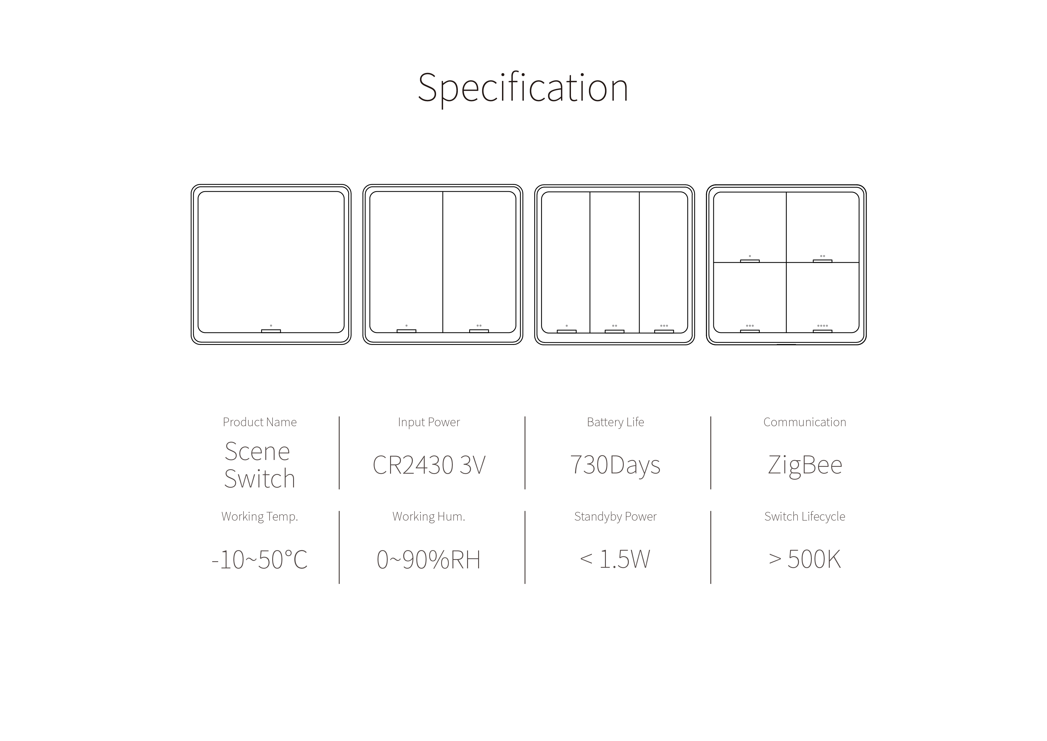 Công tắc cảnh 4x3- Tuya Zigbee 3.0