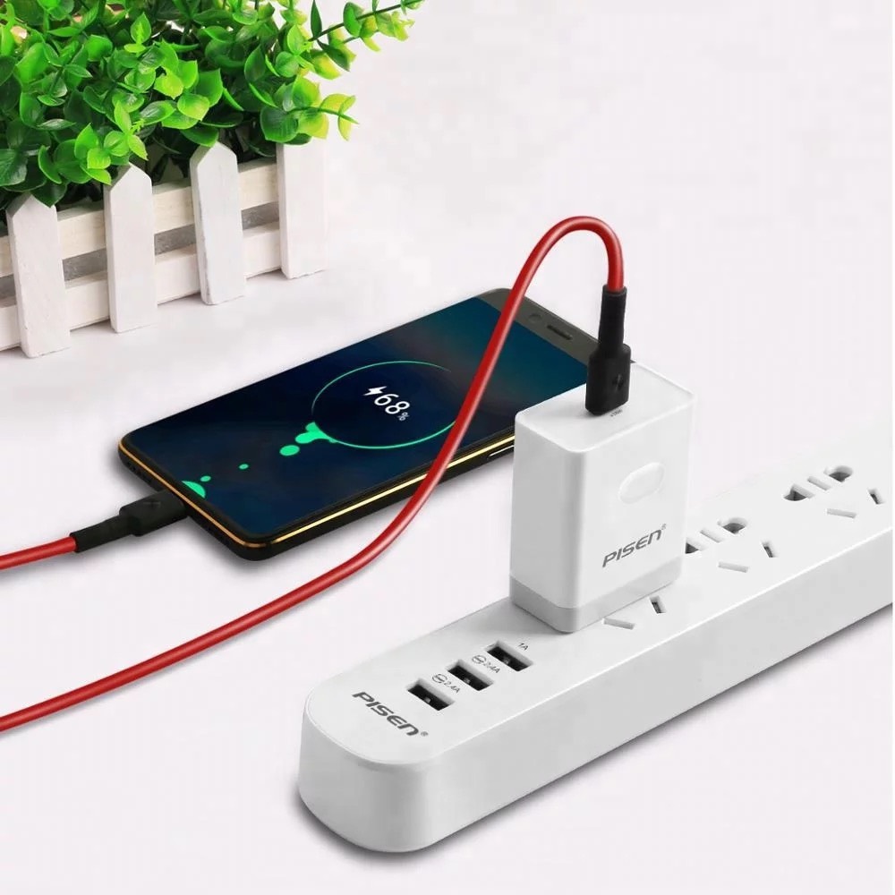 Bộ sạc cáp Pisen 18W - Cho Iphone 11 QC3.0 ( Sạc 18W + Cáp dây dù 3A Lightning&Type-C)