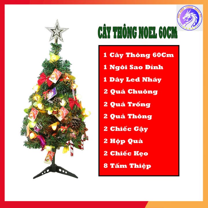 Cây Thông Noel Cao 60CM + Set Phụ Kiện Trang Trí