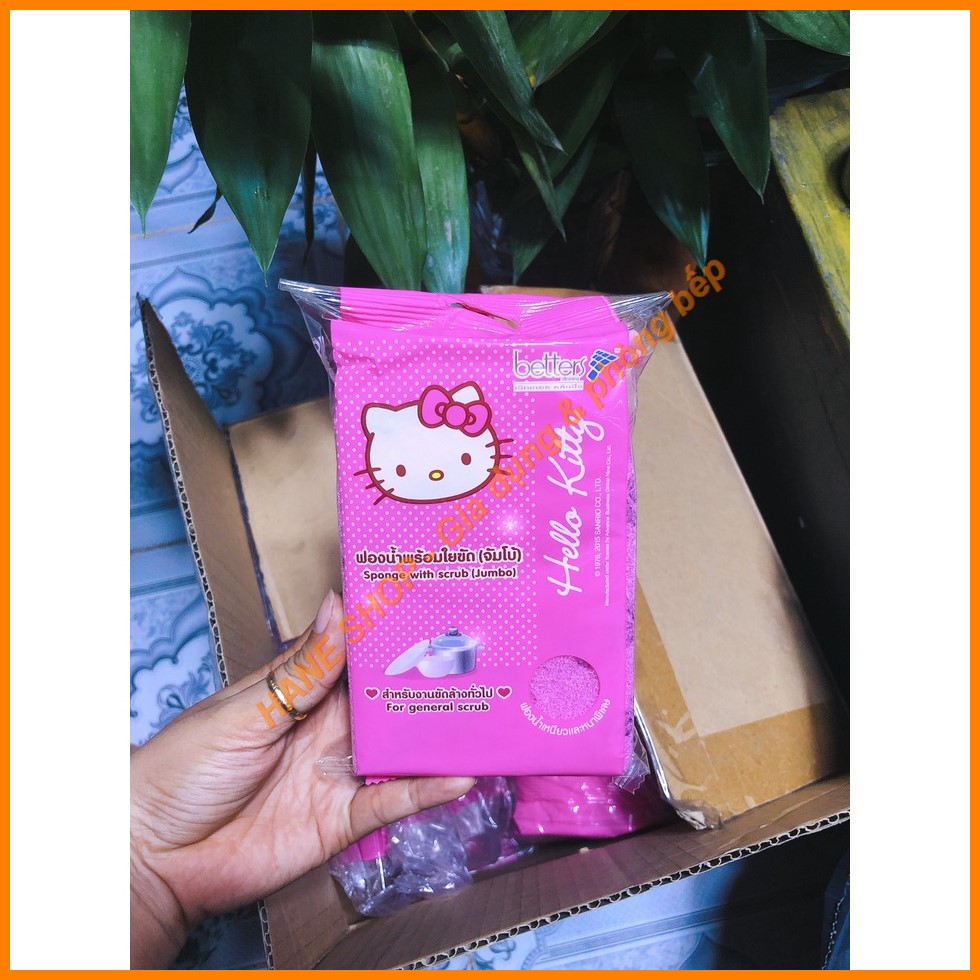 Cước rửa chén 2 mặt Hello Kitty siêu cute