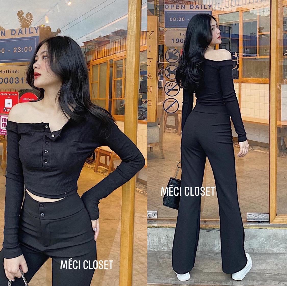[Yến Trần] Quần Culottes Ống Loe Cạp Cao 8cm 2 Cúc dài 100cm Hàng chuẩn bán Shop