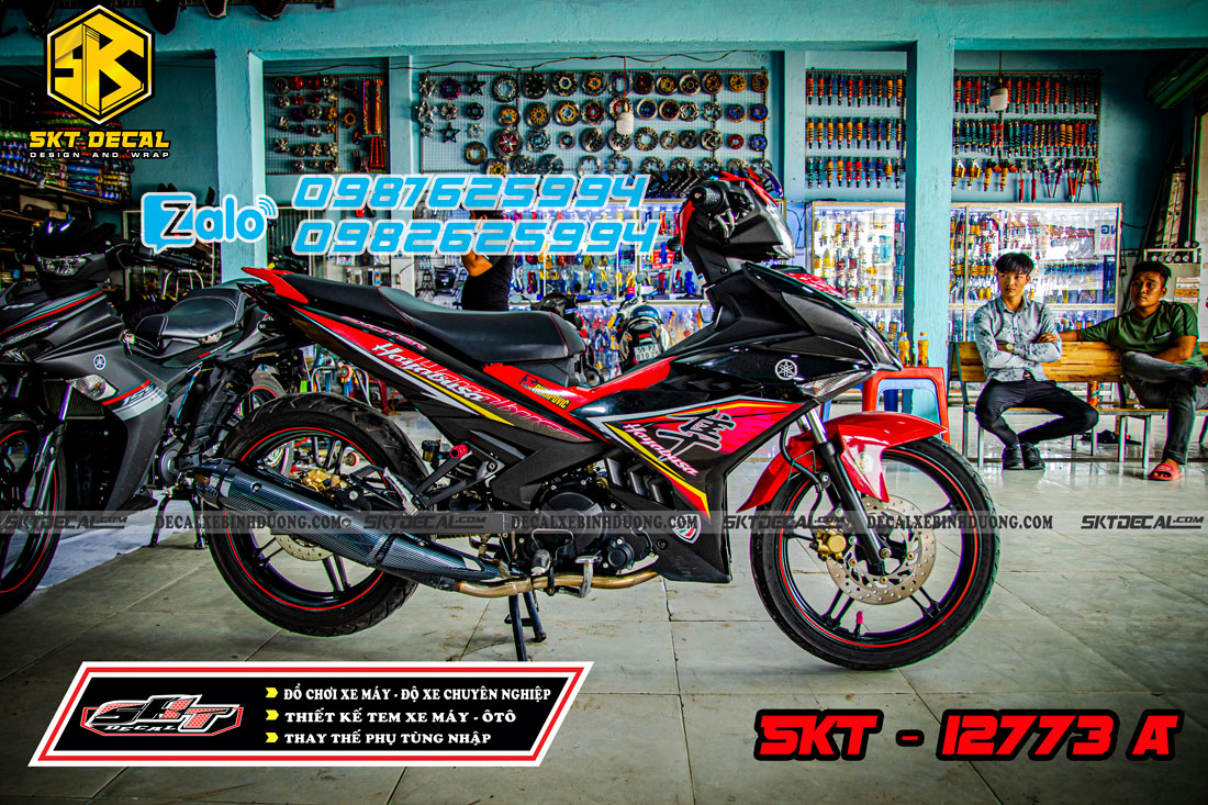 tem rời exciter 150 đen đỏ hayabusa