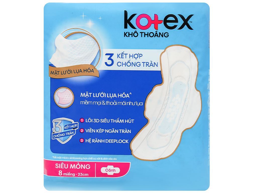 Băng vệ sinh Kotex khô thoáng siêu mỏng cánh 8 miếng