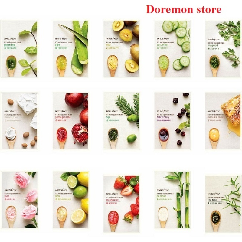Mặt nạ trái cây hàn quốc 1 bịch 10 miếng ,Mặt nạ giấy Innisfree, Mặt nạ Innisfree My Real Squeeze Mask, mua o dau san pham tot gia re giá rẻ