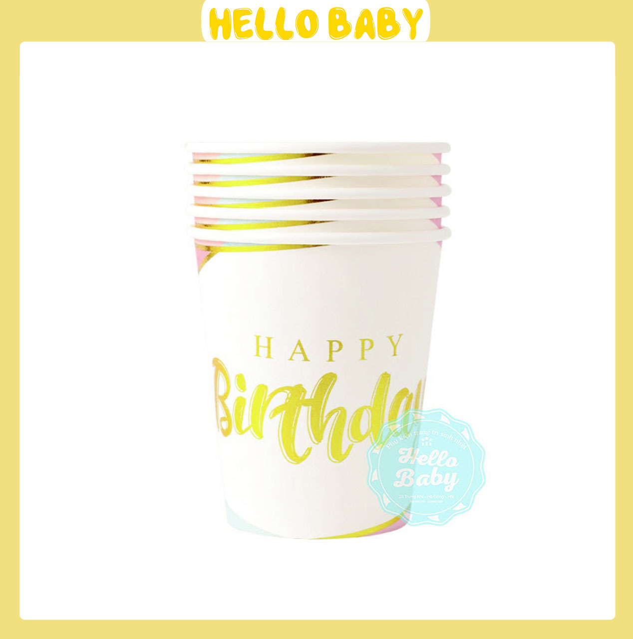 Set 10 chiếc cốc giấy in chữ Happy Birthday trang trí sinh nhật - Party