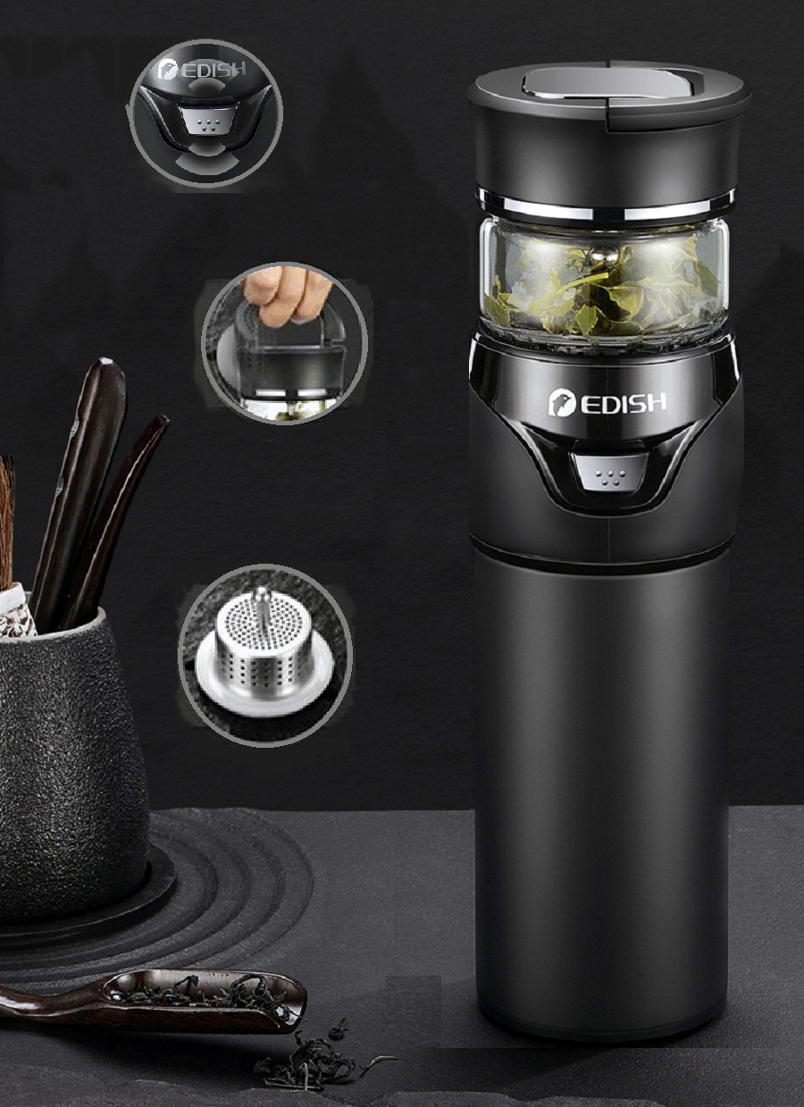 Bình Pha Trà Cao Cấp Kiêm Bình Giữ Nhiệt Đa Năng EDISH (450ml). Sang Trọng, Đẹp Mắt, An Toàn, Tiện Lợi Đảm Bảo Vệ Sinh Sức Khỏe.