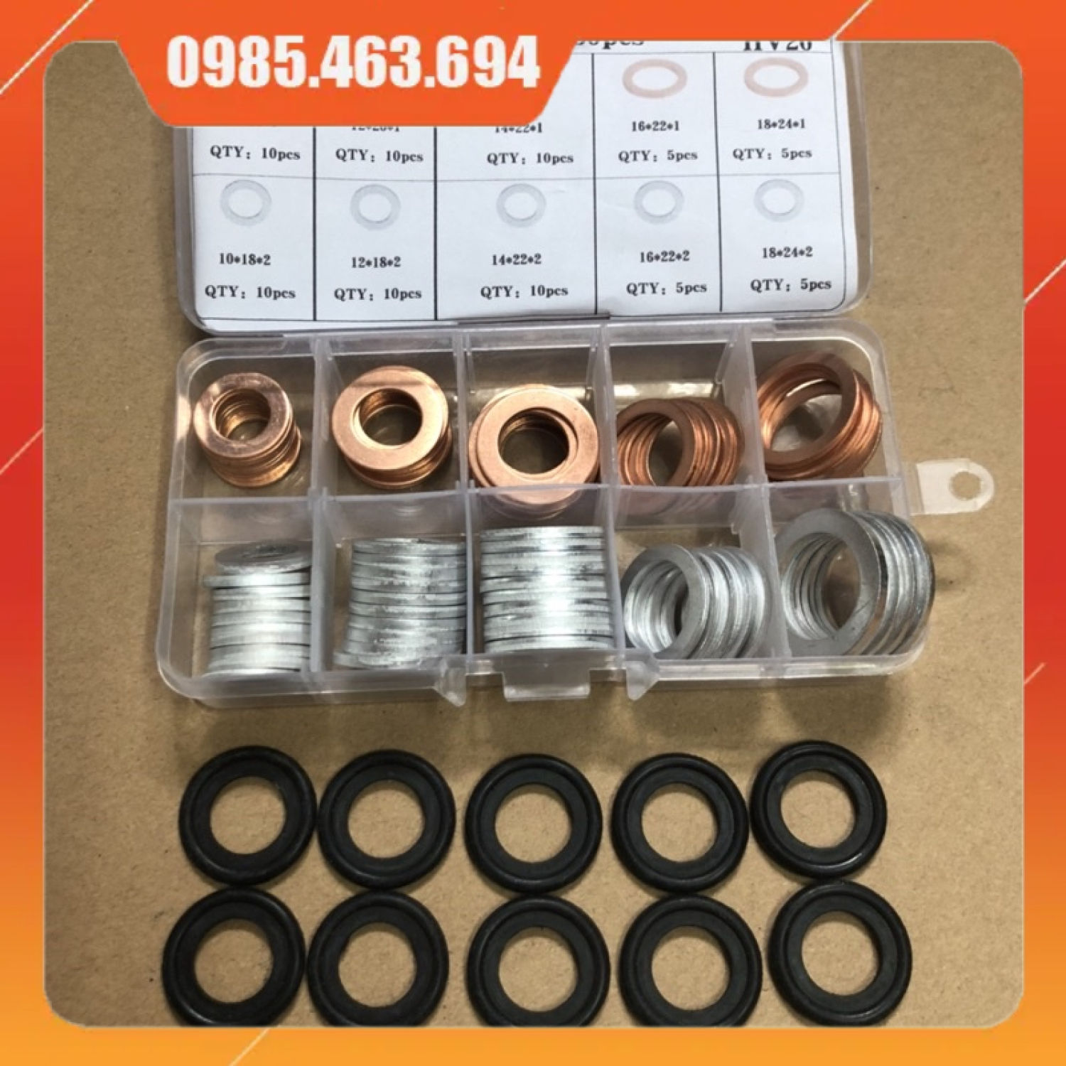 Hộp long đền ốc rốn dầu 90 chi tiết M10-M18
