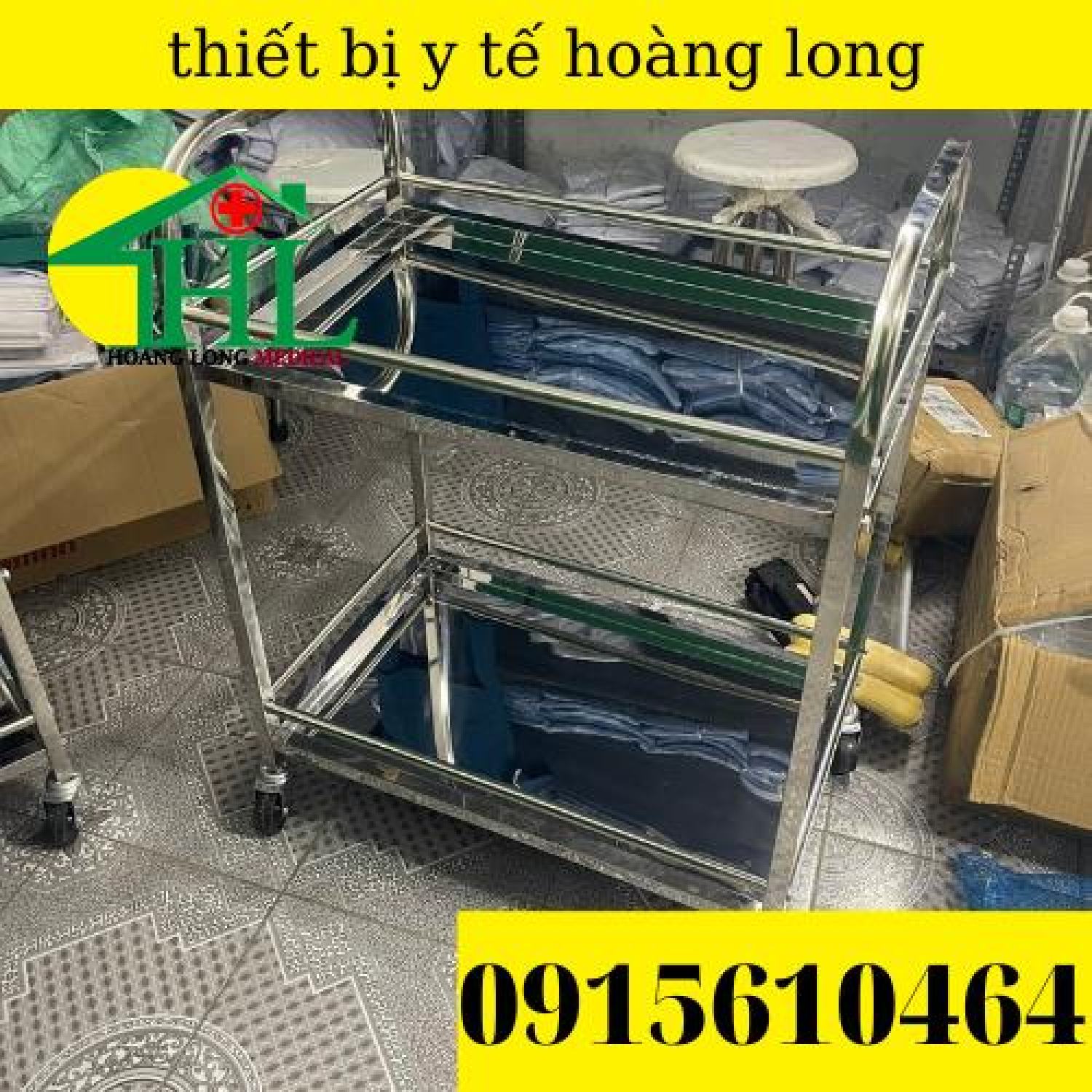 Xe Tiêm 3 Tầng Inox - Xe Đẩy Inox