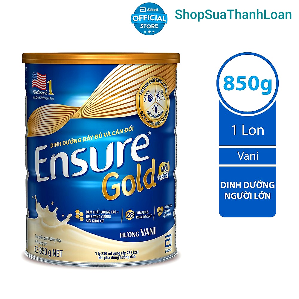 [HSD T3-2026] Sữa Bột Ensure Gold StrengthPro Vani (HMB) - Hộp 850g.