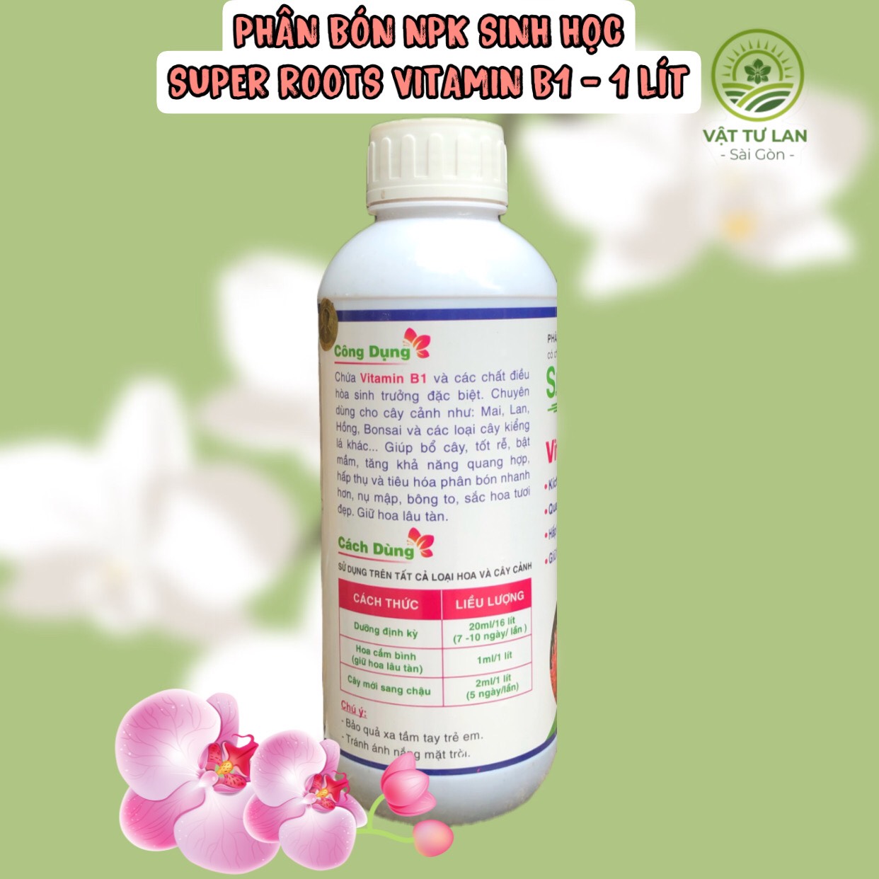 [HCM]PHÂN BÓN NPK SINH HỌC SUPER ROOTS VITAMIN B1 CHAI 01 LÍT