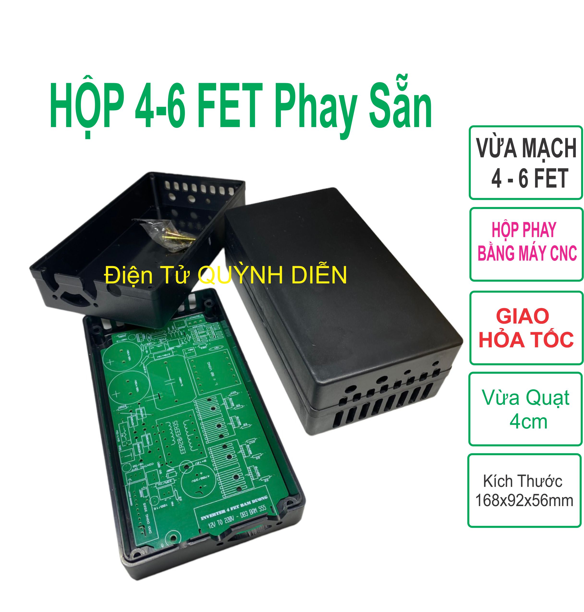 Hộp nhựa wanchi 4 fet 6 fet 168x92x56 khoan sẵn phay cnc dùng lắp mạch điện