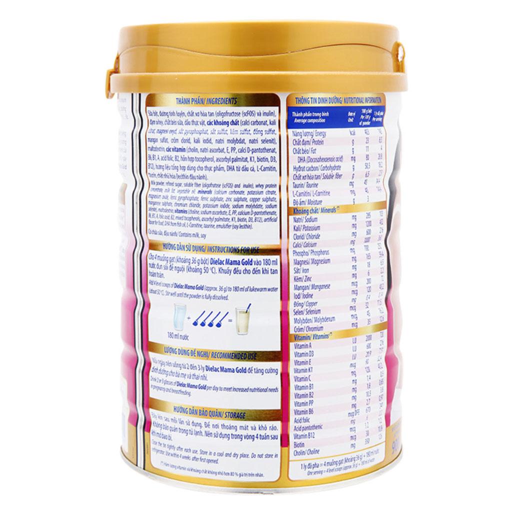 Sữa Bột Vinamilk Dielac Mama Gold Hương Vani Hộp 900g (Dinh dưỡng dành cho bà mẹ mang thai và cho con bú)