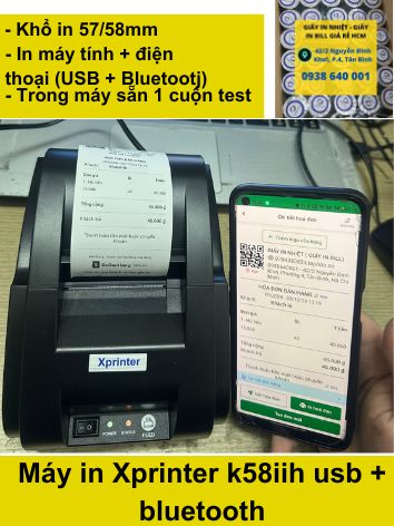Máy in hóa đơn XPRINTER 58IIH GIẤY 58mm + 1 CUỘN BILL TEST
