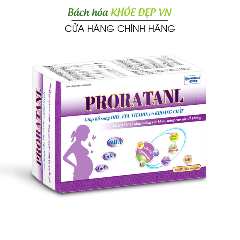 Proratanl bổ sung DHA, EPA, vitamin tổng hợp, khoáng chất cho bà bầu, phụ nữ mang thai và cho con bú - Hộp 30 viên nhập khẩu