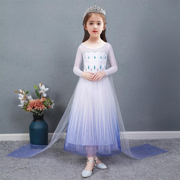 Đầm công chúa elsa bé gái kim tuyến lấp lánh tà dài - đầm bé gái elsa