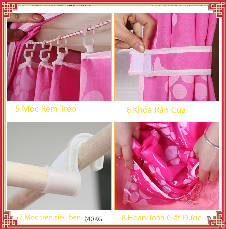 Tủ vải khung gỗ 3 buồng