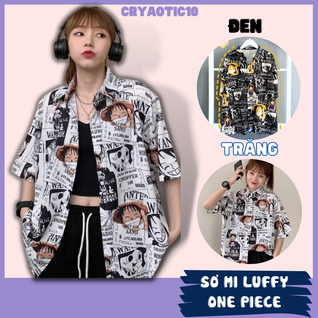 [Kèm hình thật] Áo sơ mi lụa One Piece Luffy Đảo Hải Tặc unisex cryaotic10