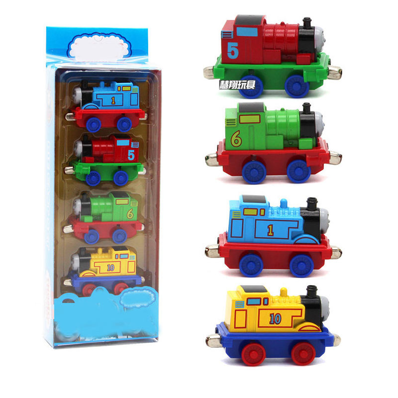 Mô hình xe tàu hỏa Thomas mini bằng kim loại gồm 4 xe có nam châm hút