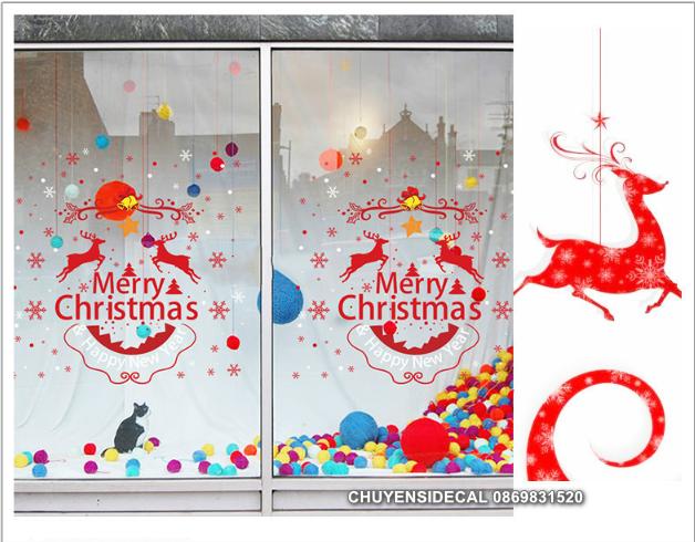 [HCM]Decal dán tường Noel - Trang Trí giáng sinh họa tiết đỏ