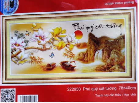 [HCM]Tranh thêu chữ thập 3D chưa thêu Phú Quý Cát Tường 222950
