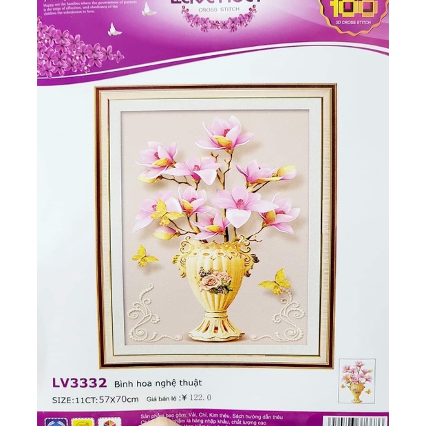 [HCM]Tranh thêu chữ thập bình hoa nghệ thuật LV3332 - kích thước 57 * 70