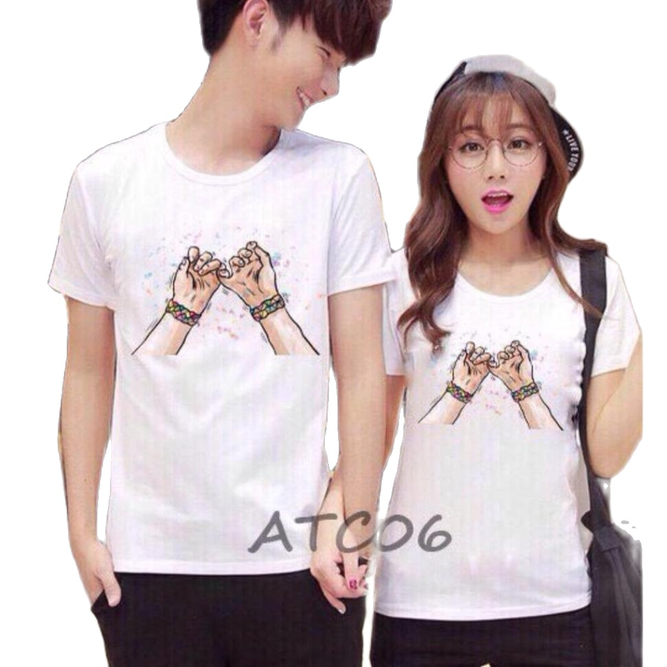 [HCM]áo đôi in hình tay móc vào nhau ( gia 1 ao) có video thật