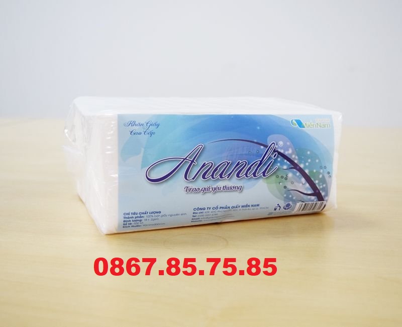 Paper towel square Anandi, napkin premium (100tờ), packaging Nguyen