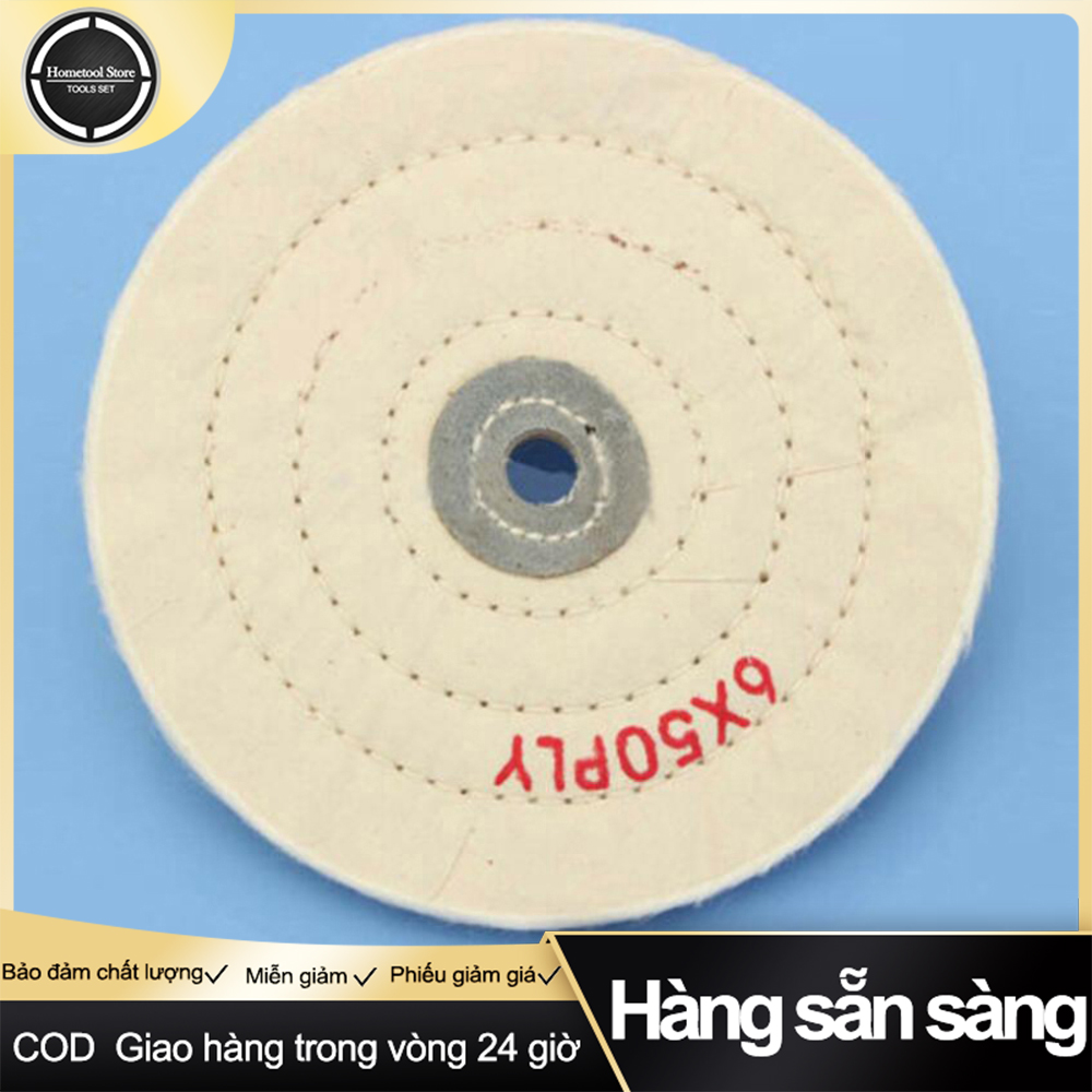 HOMETOOL 150MM White Flannel Cloth Polishing Wheel Wood Metal Jewelry Buffing Grinding Accessory Tools