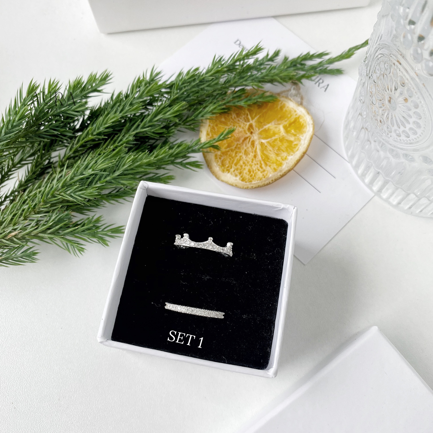 Set nhẫn bạc bạn thân gồm 2 chiếc Aura Silver