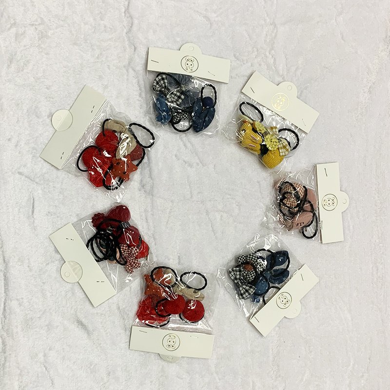 Set 6 chun cột tóc nhiều hình cho bé, dây cột tóc cho bé 3D