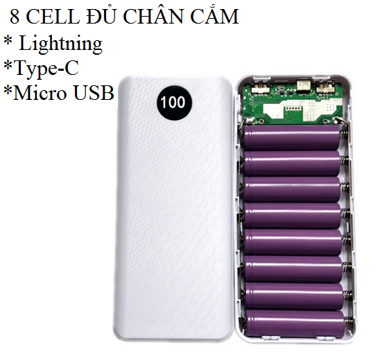 Box sạc dự phòng 8 Cell - 3 đầu vào-8Cell