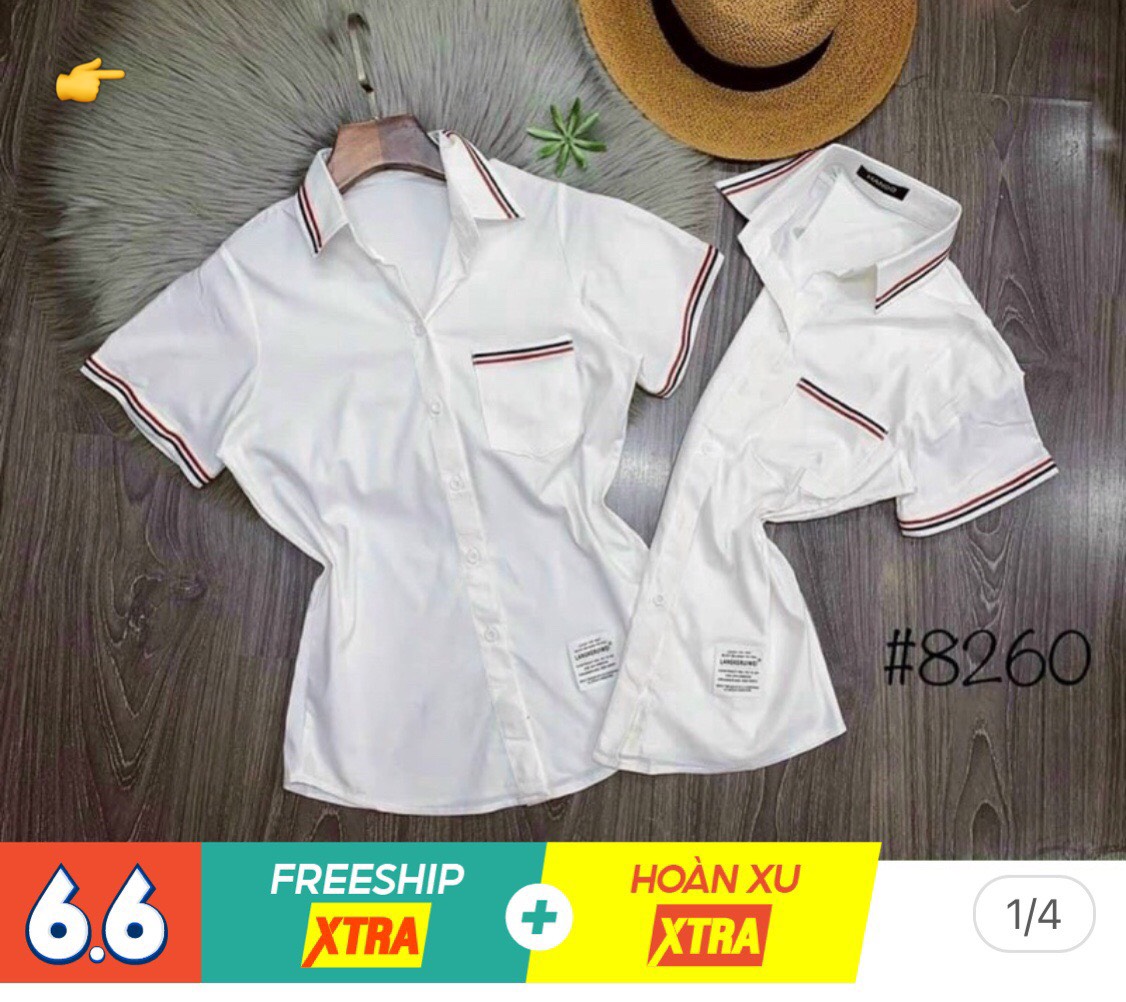 Áo sơ mi xinh von lụa ngắn tay 1 túi giá rẻ ảnh thật sm1