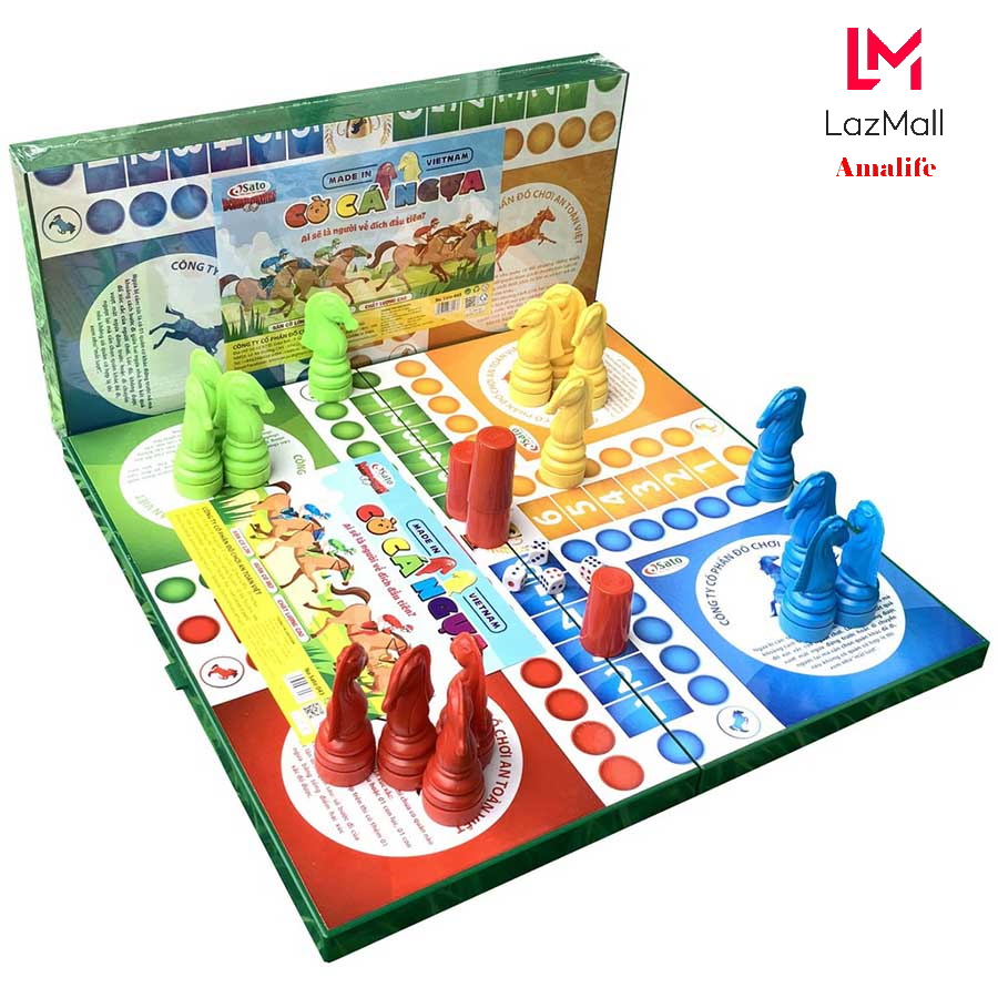 Bộ Cờ Cá Ngựa Amalife CỠ ĐẠI 38X38cm, Cờ Cá Ngựa Nam Châm, Chính Hãng An Toàn Vui Nhộn Cho Bé