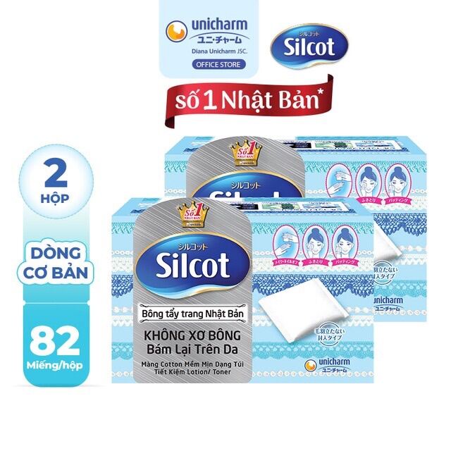 Hộp Bông trang điểm (bông tẩy trang) Silcot 82 miếng/hộp