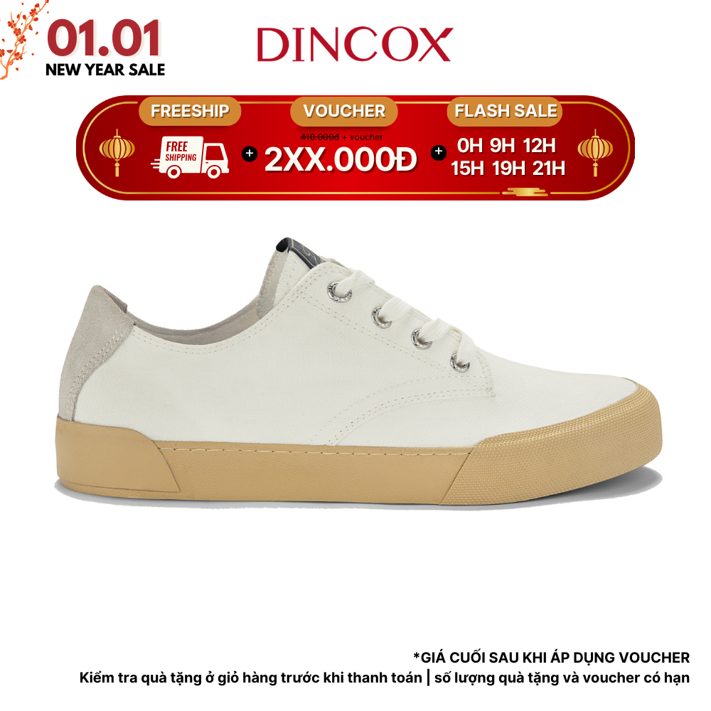 Giày Sneaker Dincox Vải Canvas Nam Nữ E22 White