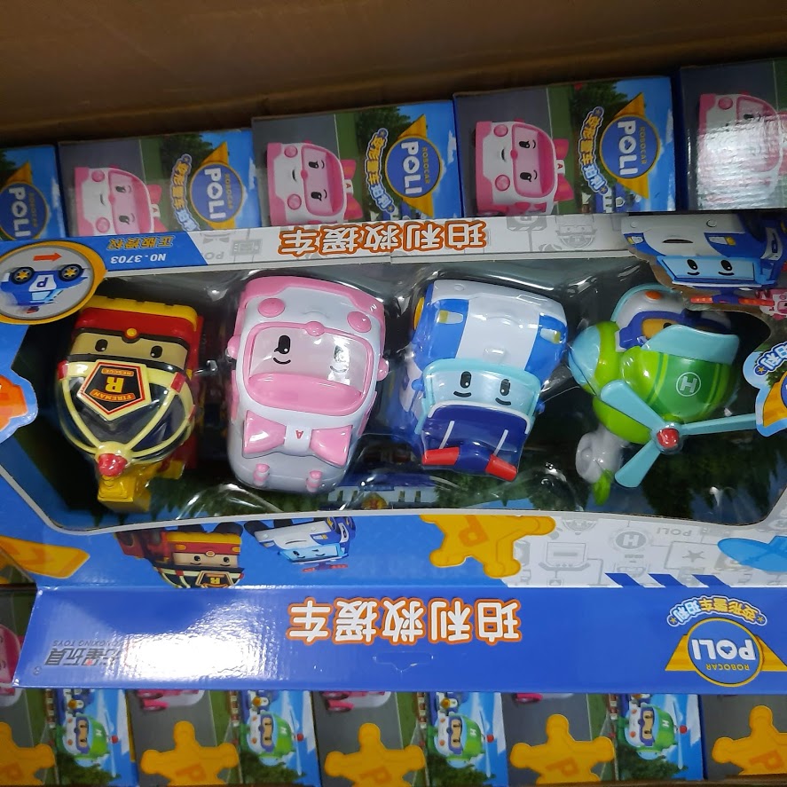 Đồ chơi trẻ em xe ô tô Robocar Poli bằng nhựa bộ 4 chiếc xe đồ chơi trẻ em bằng nhựa