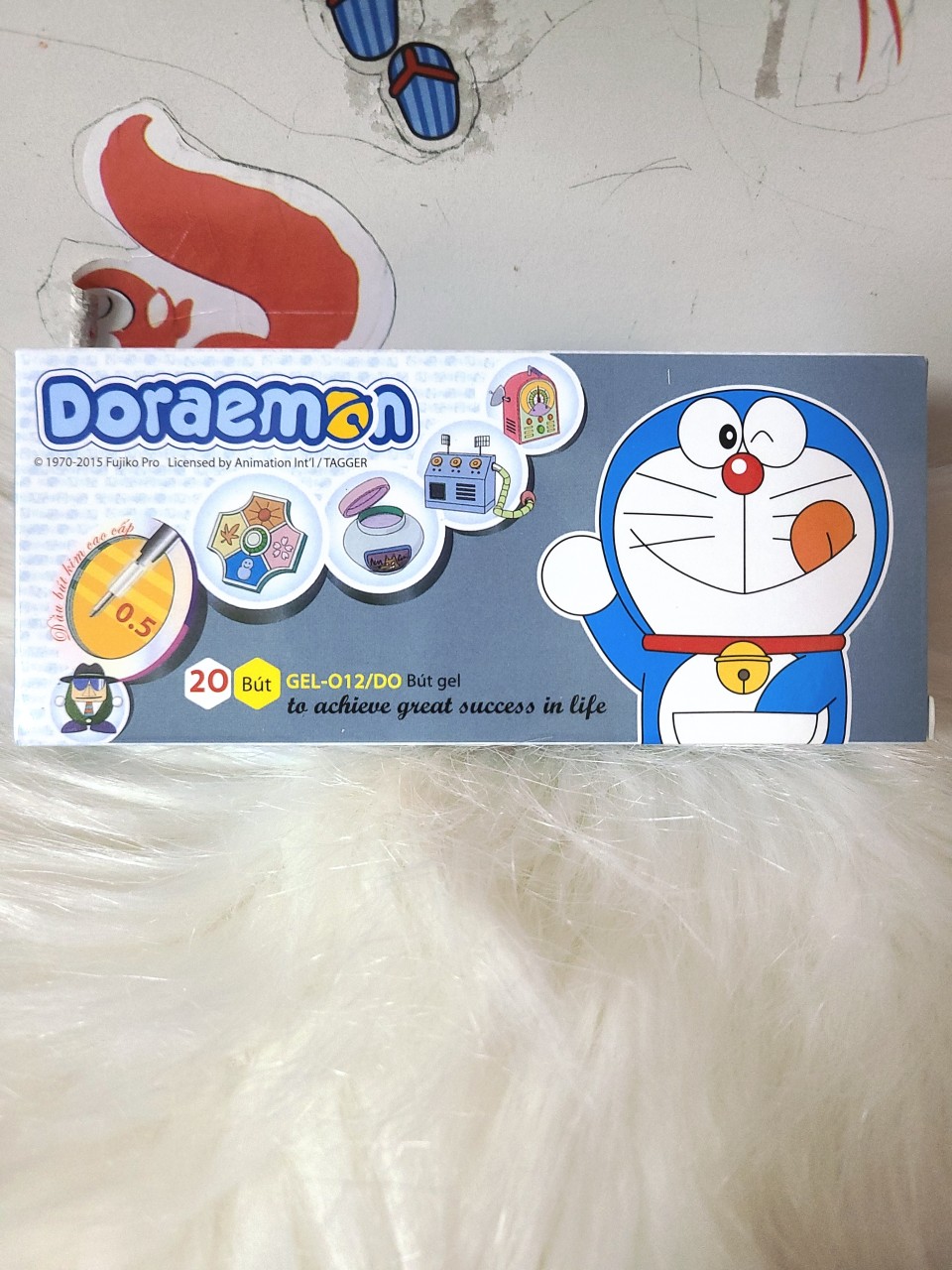 01 HỘP 20 CÂY BÚT GEL 012 DORAEMON MỰC ĐEN - ĐẦU NGÒI 0.5MM.