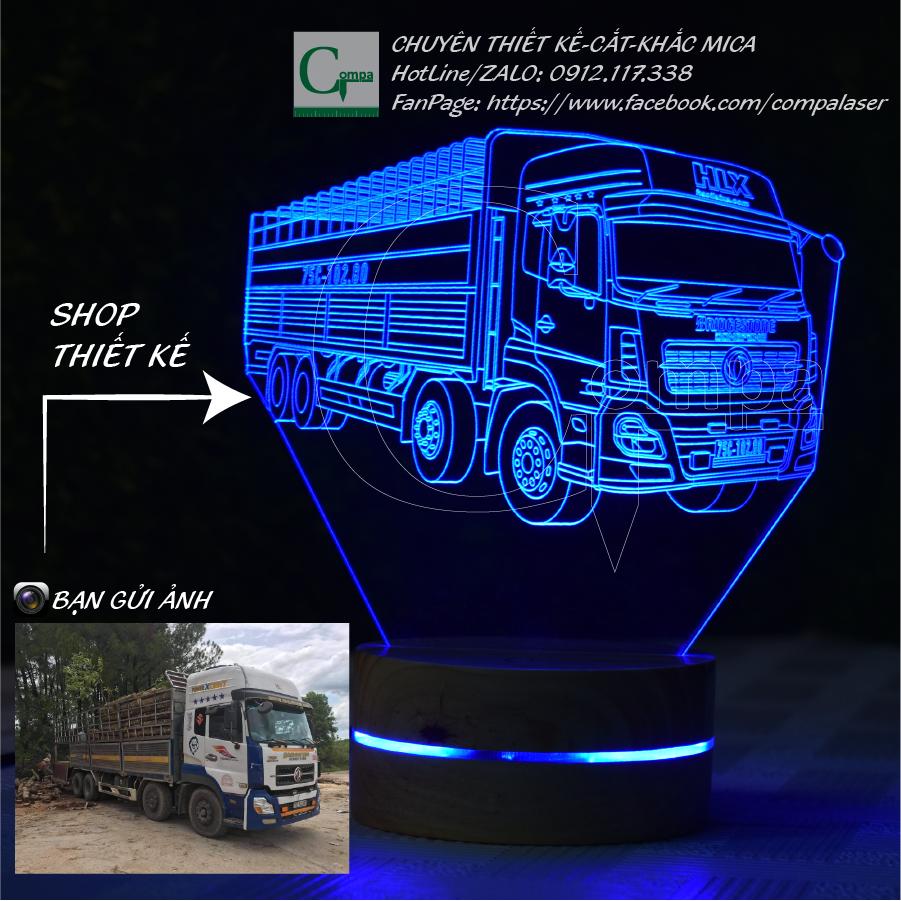 LED lamp Mica 3D shape car truck, Ben, pull head design according to the requirements