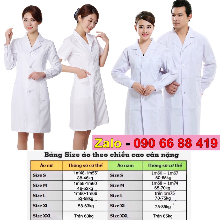 Áo Blouse bác sĩ y tá, áo dược sĩ nữ, áo y tá nữ màu Trắng - Đồng phục áo blouse nữ dược sĩ y tế spa
