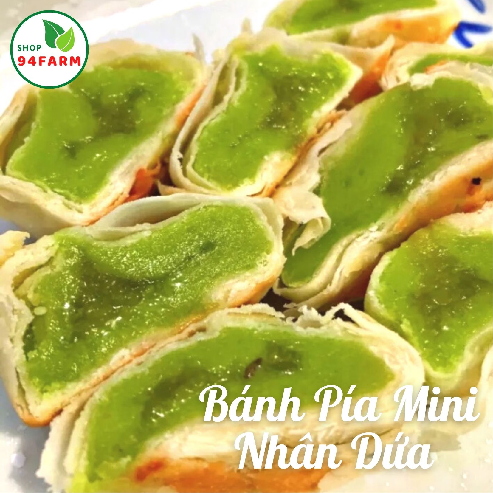 1 cây 5 cái (130gr) Bánh Pía mini đậu xanh sầu riêng lá dứa Kim Sa Tân Khánh Phát