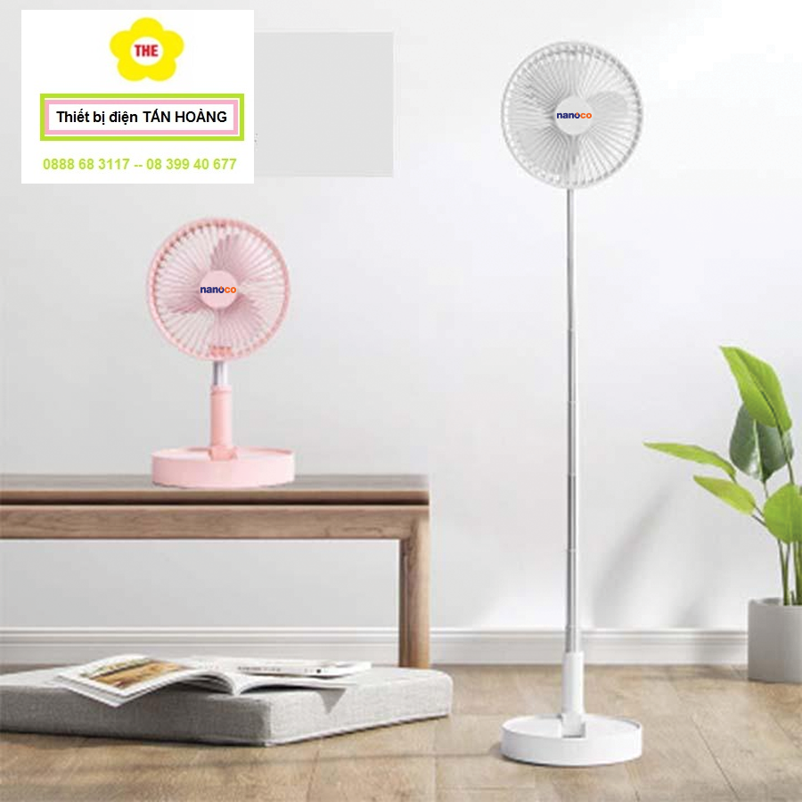 [HCM]QUẠT SẠC ĐIỆN NFF1617W- NANOCO (màu Trắng) NFF 1617 W