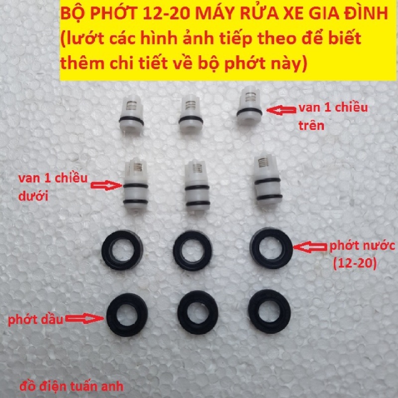 Phớt máy rửa xe mini | Bộ phớt máy rửa xe mini | Bộ phớt máy rửa xe áp lực cao | bộ phớt máy rửa xe 12-20 | bộ 12 phớt và van 1 chiều máy rửa xe mini | máy rửa xe mini | bộ đầu bơm máy rửa xe | bộ bưởng máy rửa xe áp lực cao