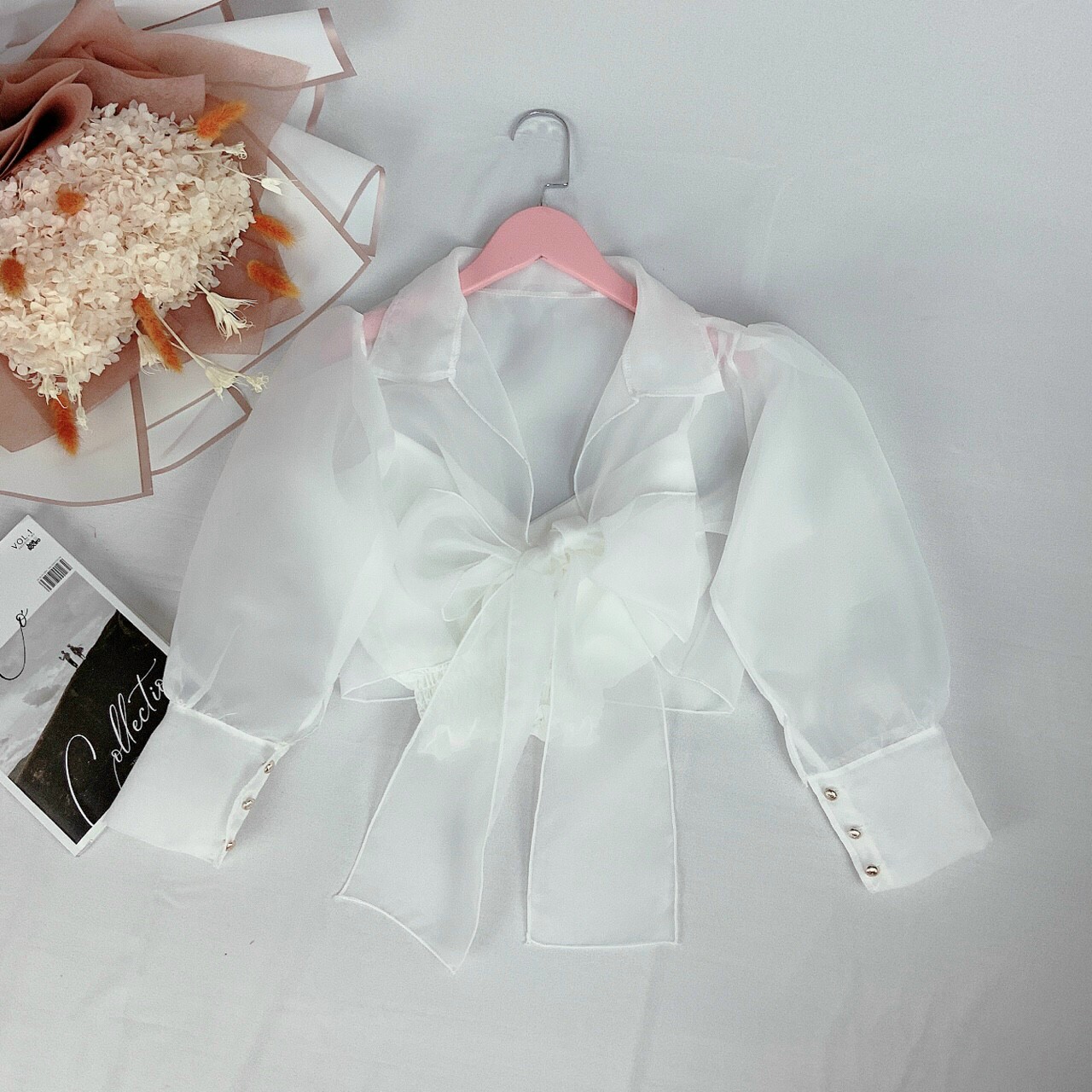Áo voan cột nơ ngực - hm