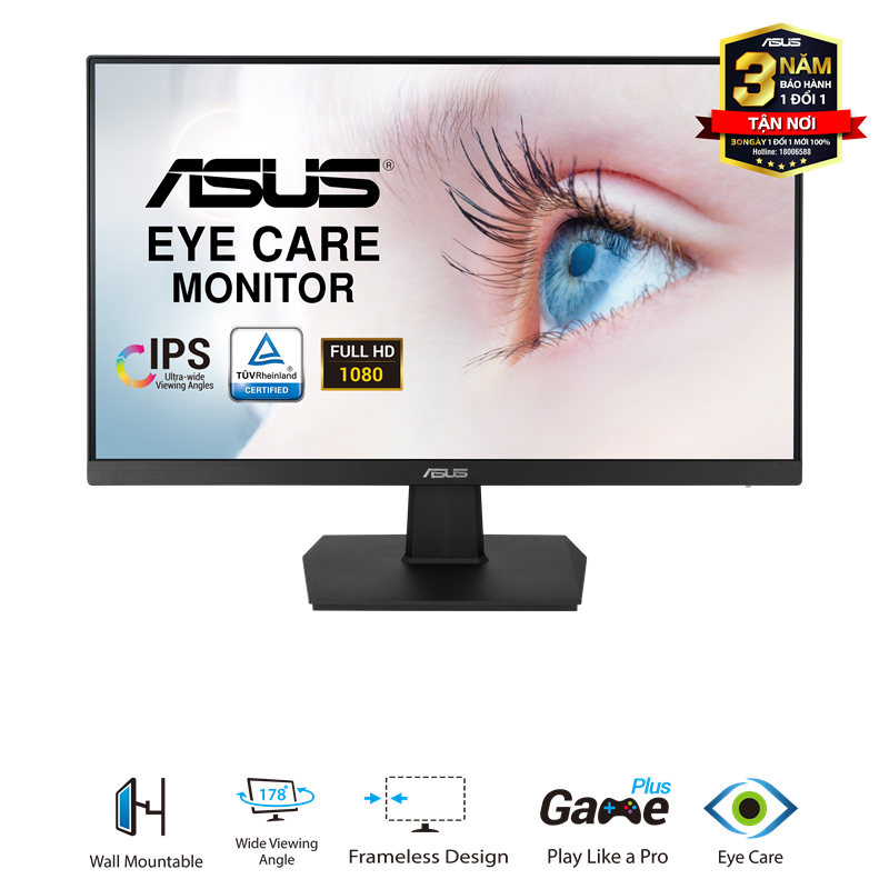 [Trả góp 0%]Màn hình ASUS VA24EHE (23.8 inch/FHD/IPS/250cd/m²/HDMI+D-Sub+DVI-D/75Hz) - Hàng Chính Hãng