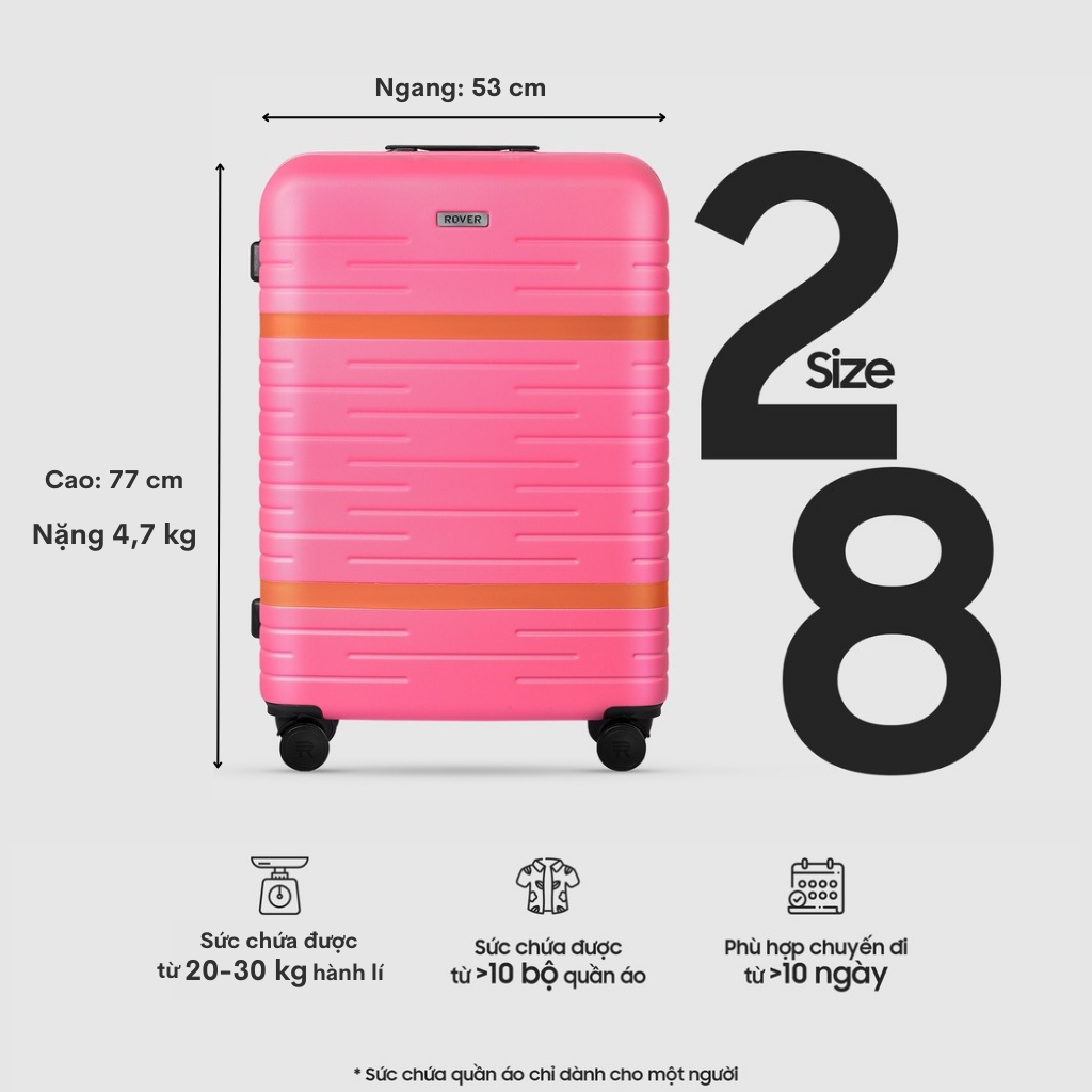 Vali kéo du lịch ROVER Ada - Size Ký Gửi (Size 28)