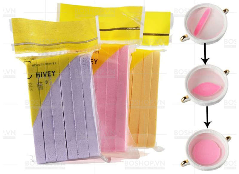 [HCM]Gói 12 Miếng Bọt Biển Nén Rửa Mặt Chivey Hàn Quốc (giao màu ngẫu nhiên)