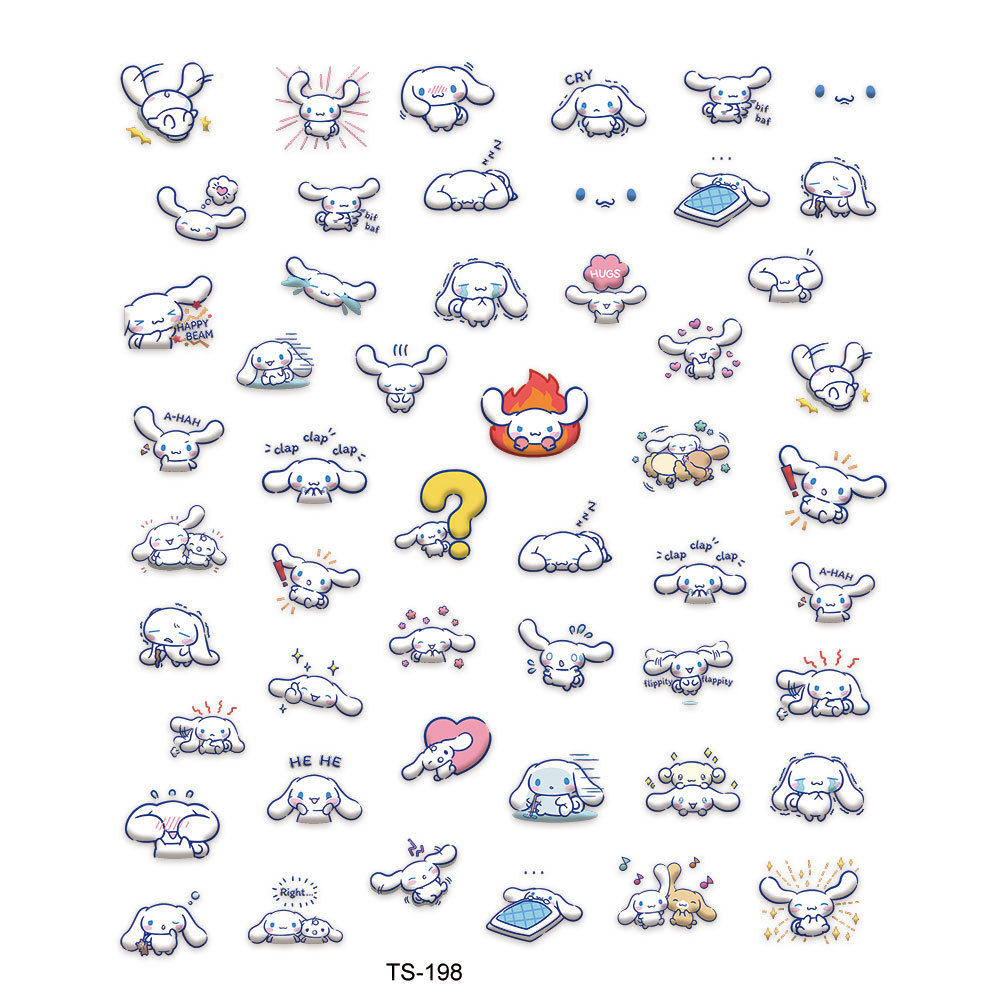 Sticker Lụa Nổi 5D | Thỏ Cinnamoroll | Hình Dán Móng Tay TS-198