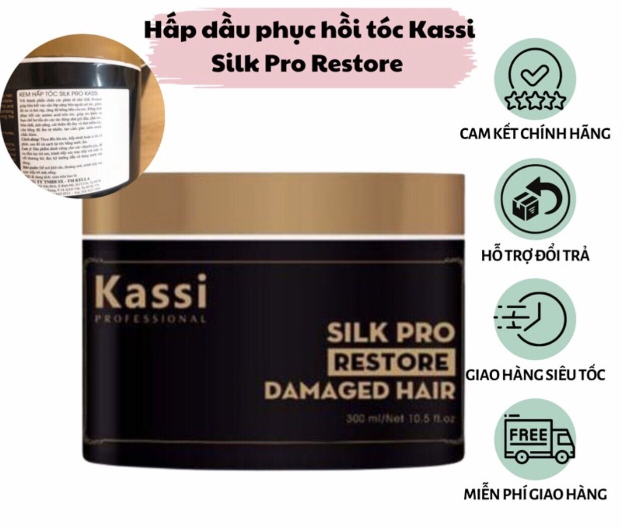 Hấp đâu dưỡng tóc kassi - phục hồi tóc nhanh chóng - kem ủ tóc hấp dầu phục hồi tóc hư tổn kassi 300ml