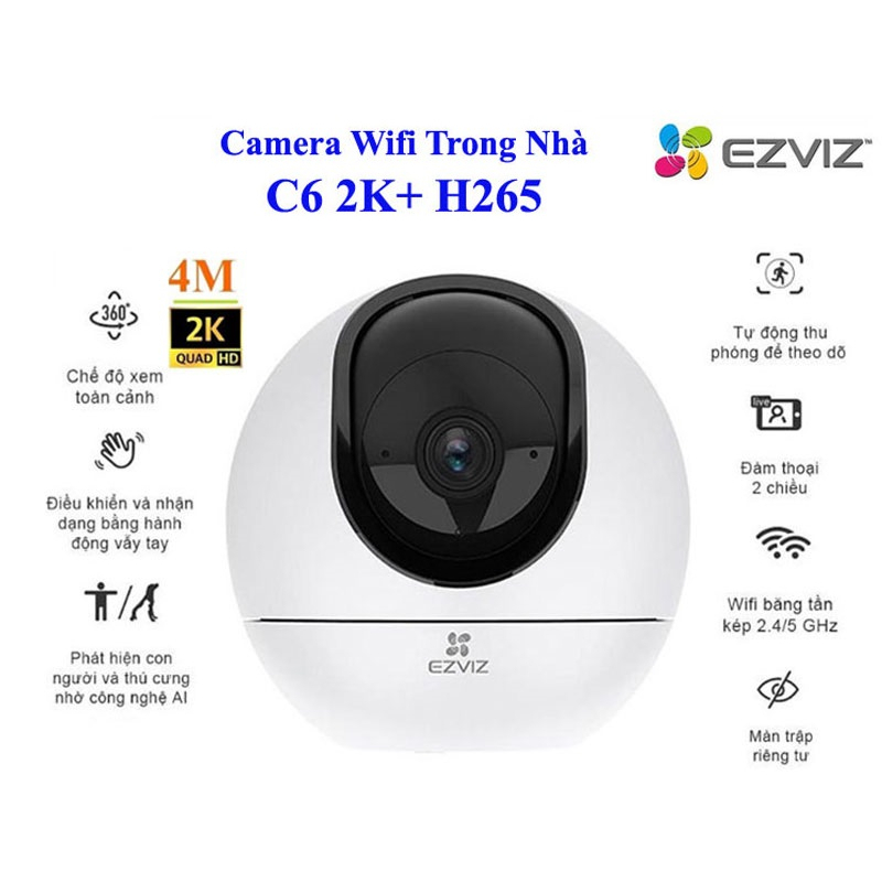 Camera Wifi Ezviz Trong Nhà Xoay 360 độ, đàm thoại 2 chiều C6W 4MP, C6CN, TY1, C1C-B - Hàng Chính Hãng