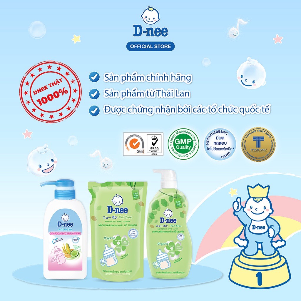 Combo 3 túi rửa bình sữa Dnee 550ml/túi